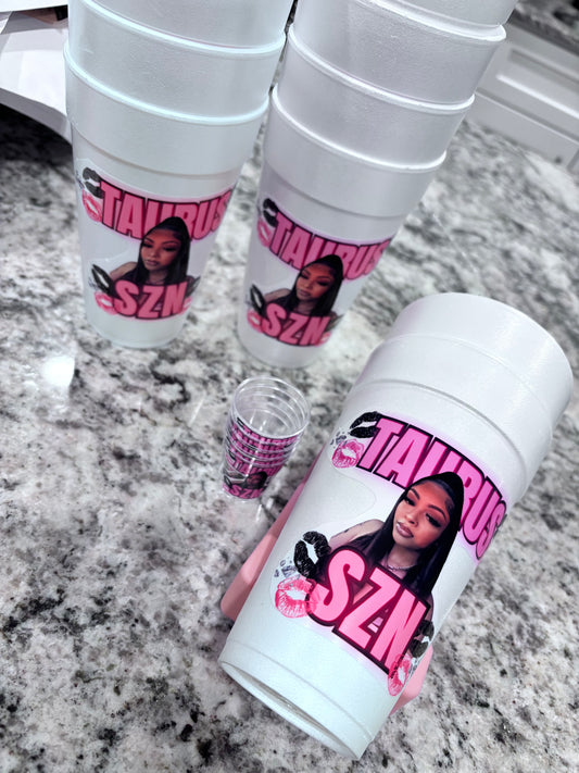 Custom Cup Package — 40 Cups, 10 Shot Glasses