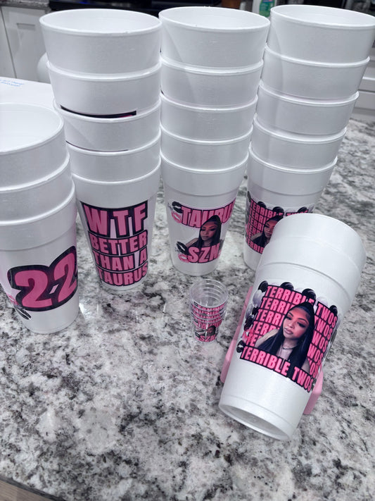 Custom Cup Package — 40 Cups, 10 Shot Glasses