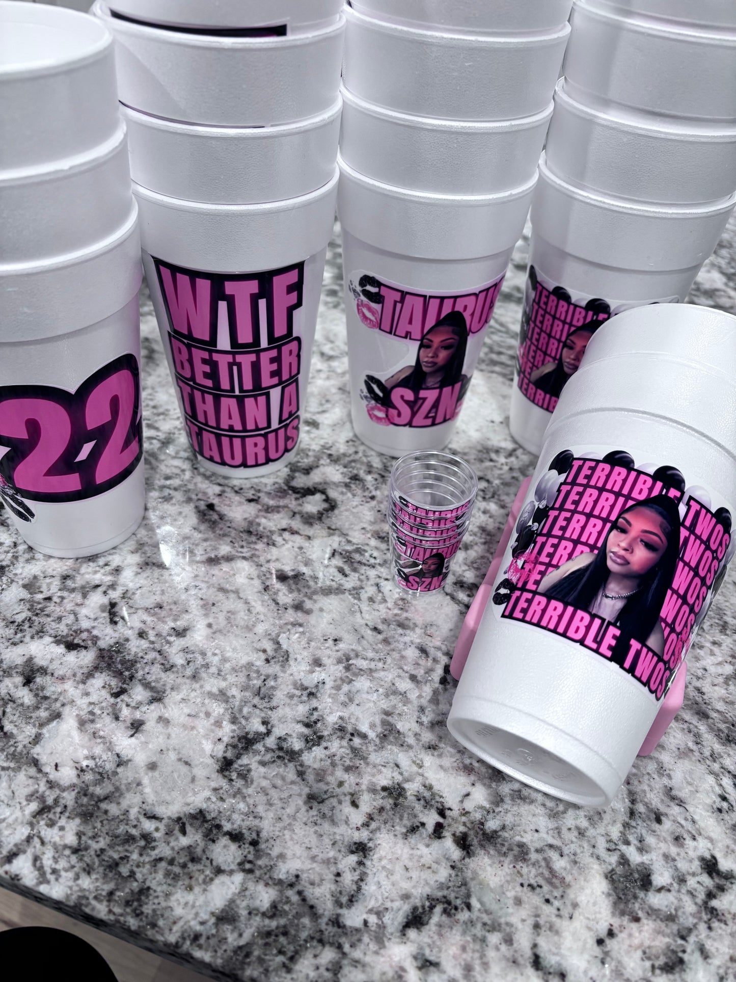 Custom Cup Package — 40 Cups, 10 Shot Glasses